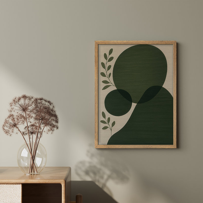 Reproduction d'art encadrée abstraite pour décoration intérieure moderne - 11 po x 14 po, H 14 po x l 11 po, Naturel