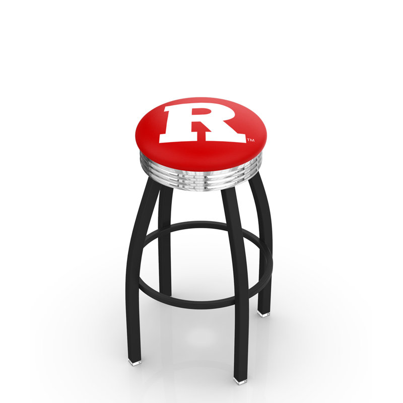Tabouret de bar Logo Series, Tabouret de bar d'une hauteur de siège de 30 po, Chrome soudé solide, Rutgers