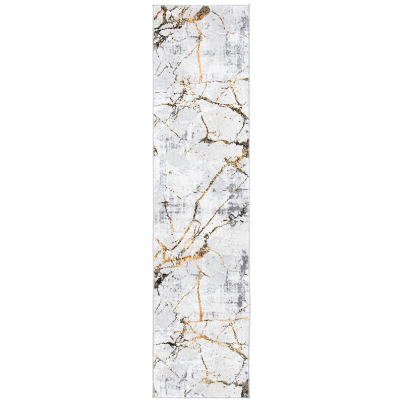 Tapis gris / doré Canipe, Tapis de couloir 2 pi x 14 pi