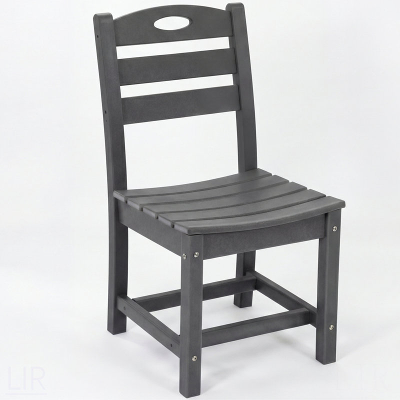 Chaise de salle à manger grise en PEHD pour terrasse, terrasse, porche et cour arrière