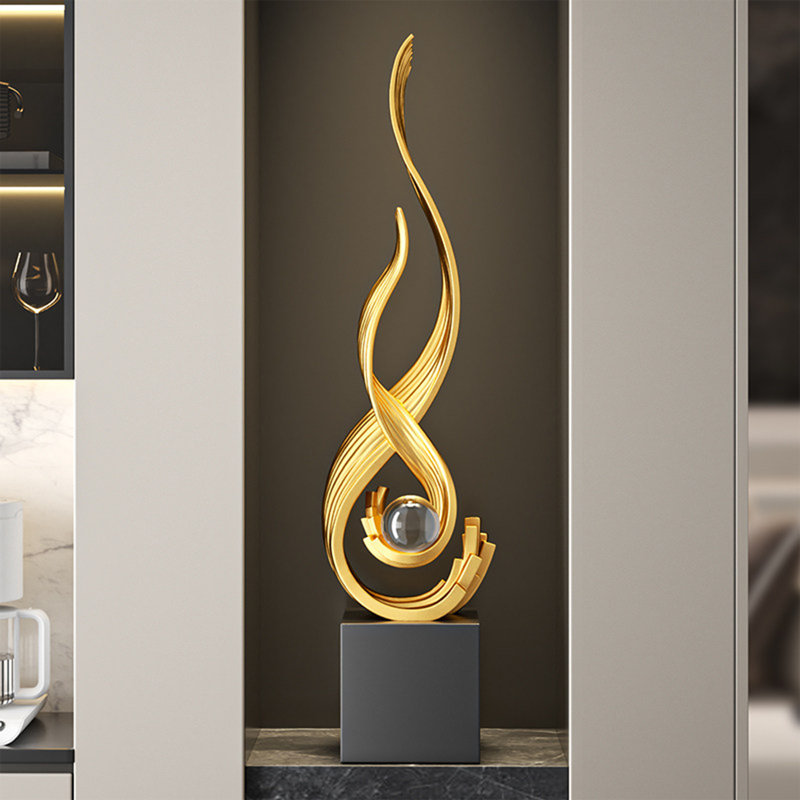 Ornement de sol en résine, style spirale, moderne, léger et luxueux, Doré
