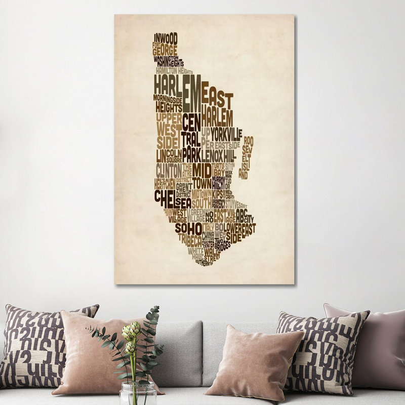 New York Map III by Michael Tompsett - Wrapped Canvas Print, 152.5 cm H x 101.5 cm W