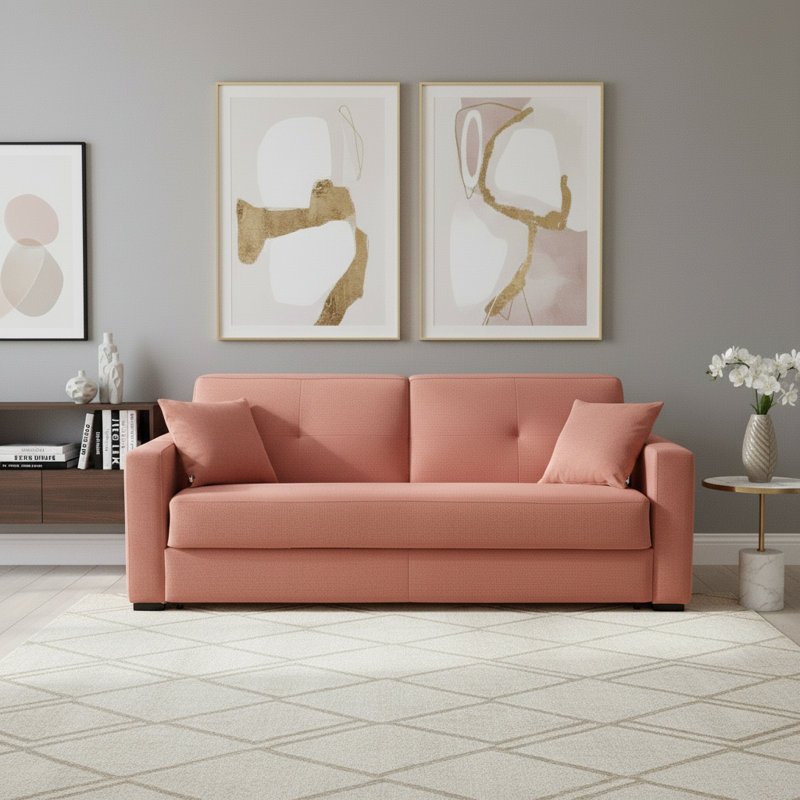 Norell 81" Italian Stain and Abrasion Resistant Performance Fabric Queen Square Arm Sleeper Sofa Bed