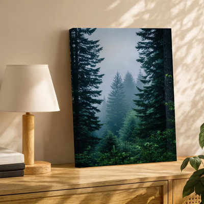 Toile «A Dense Misty Forest Landscape Shrouded In Thick brouillard»