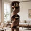Bibliothèque rotative en bois massif Nut-Brown