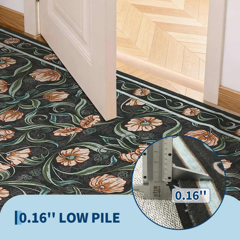 Area Rug for Living Room, Floral Modern Washable Rugs, Non-Slip Low-Pile Soft Floor Carpet for Bedroom, Living Room, Dining Room