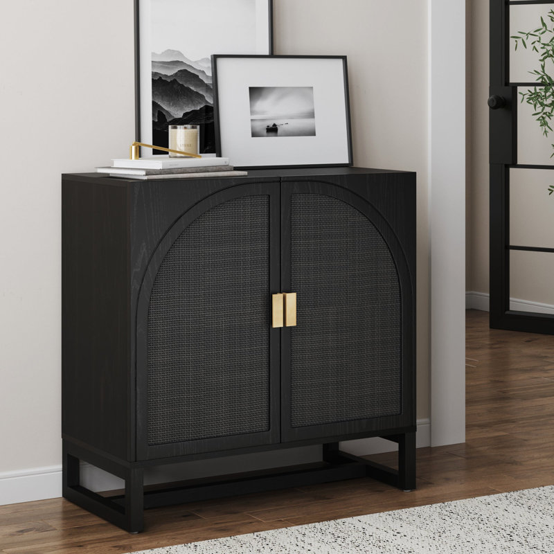 Armoire de rangement à porte arquée en acacia foncé , Noyer
