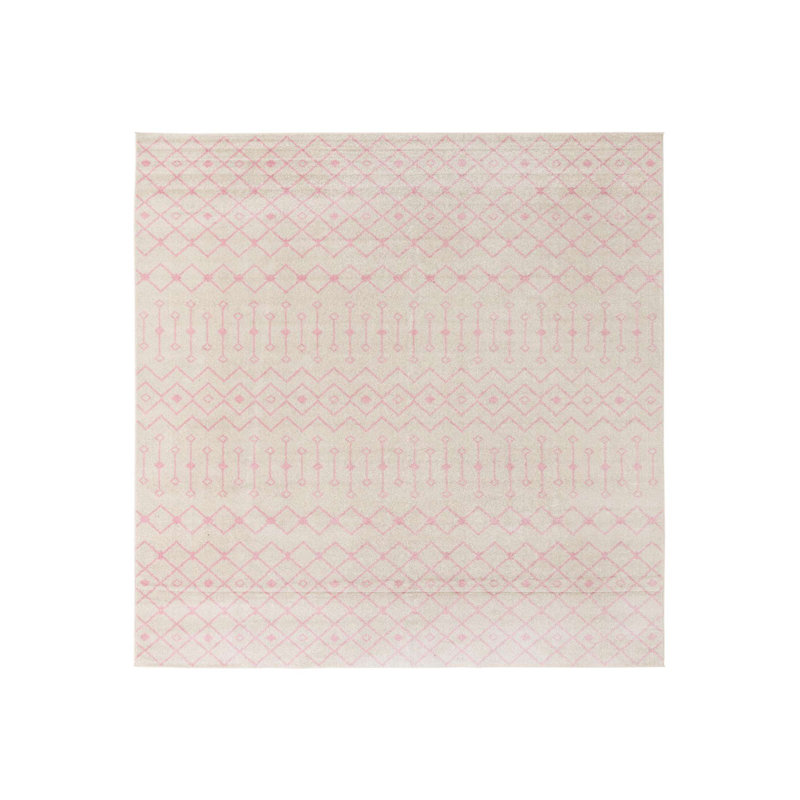 Somerville Geometric Indoor Rug, Rectangle 10'8" x 14', Pink/Ivory