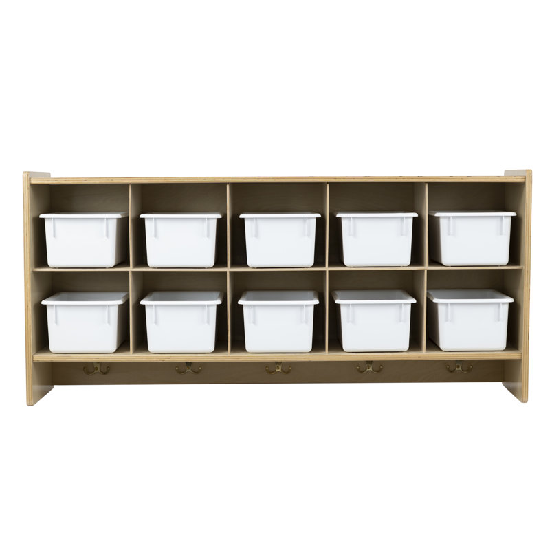 Casier en bois massif 10 compartiments, Blanc