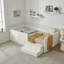 Lit pour enfant multifonctionnel confortable avec garde-corps et rangement, lit simple avec marchepied de sécurité, tissu Boucle-352996227