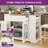 Medeeha Large Portable Kitchen Island Table With Storage Drop Leaf & 2 Bar Stools Seating For Kitchen On Wheels With Power Outlet & Footrest-738391303