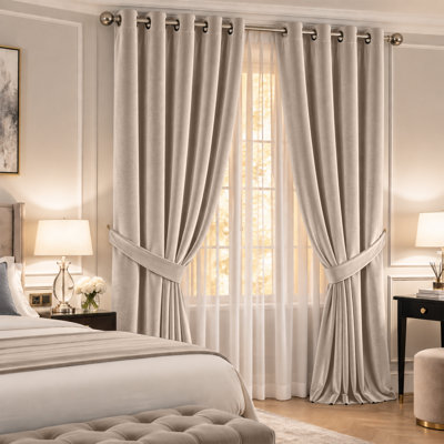 Imperial Homeware London Velvet Room Darkening Curtains