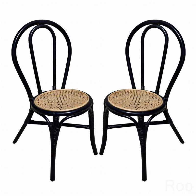 Ensemble de 2 chaises d'appoint de salle à manger en rotin