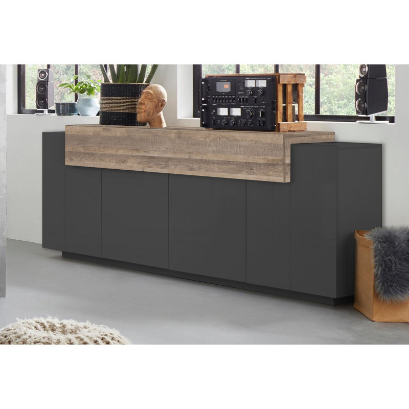 Aadaya 200cm Sideboard, Anthracite/Oak