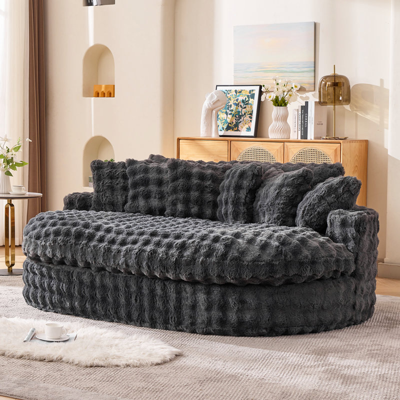 Méridienne rembourrée surdimensionnée de 83 pouces, canapé-lit à compression moderne moelleux, Gris