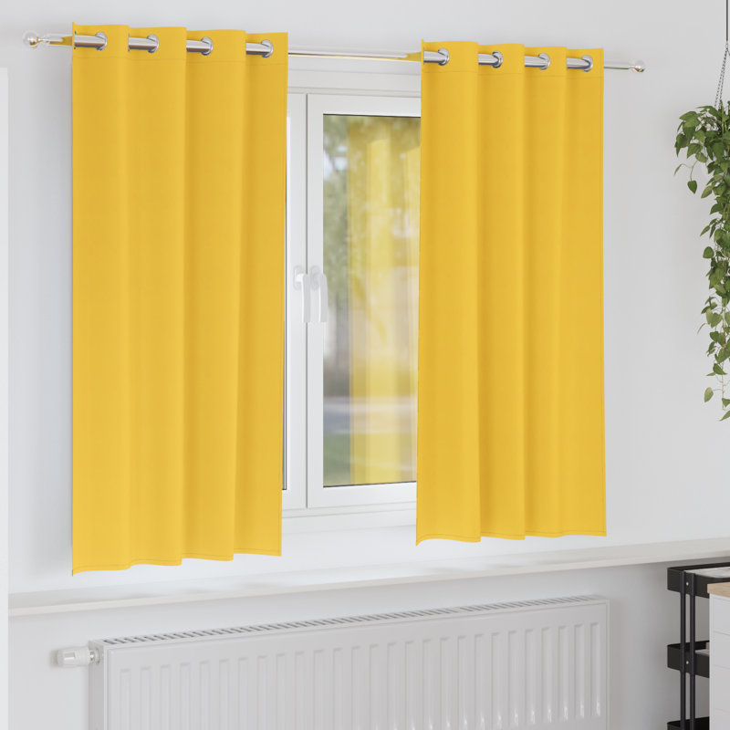 Tacorian Curtain Pair, 140cm Width x 175cm Drop, Mustard Yellow