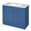Meuble-lavabo moderne avec lavabo en céramique 36 po, bleu, 2 tiroirs et tablette, finition en bois massif 36 po fonctionnel et spacieux