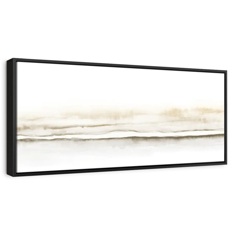 Aquarelle paysage X panoramique, Cadre flottant noir, 37 po x 13 po