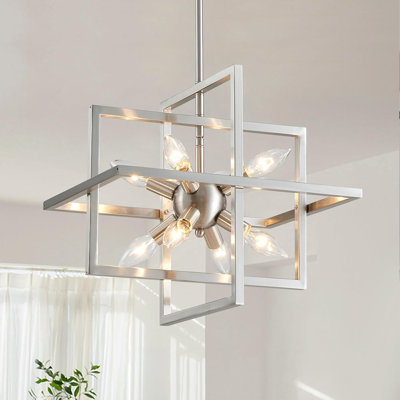 Lustre suspendu moderne à 8 lumières géométriques, luminaire suspendu industriel réglable pour salle à manger, cuisine, salon, chambre à coucher, vestibule et vestibule