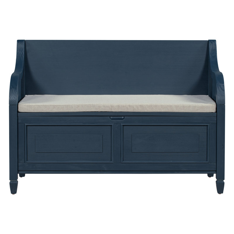 Marylea Upholstered Storage Bench, Antique Blue