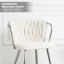 2 chaises de salle à manger modernes en lin blanc - Pieds en métal électroplaqués, ergonomiques et élégants pour la chambre à coucher, assise éponge épaisse, base, réglable, antidérapante, silencieuse, hauteur réglable, silencieuse, silencieuse-1732854289-1732854290