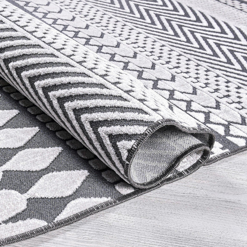 Tapis rectangulaire en coton tissé à la machine Clivden, Rectangle 5 pi 3 po x 7 pi 7 po