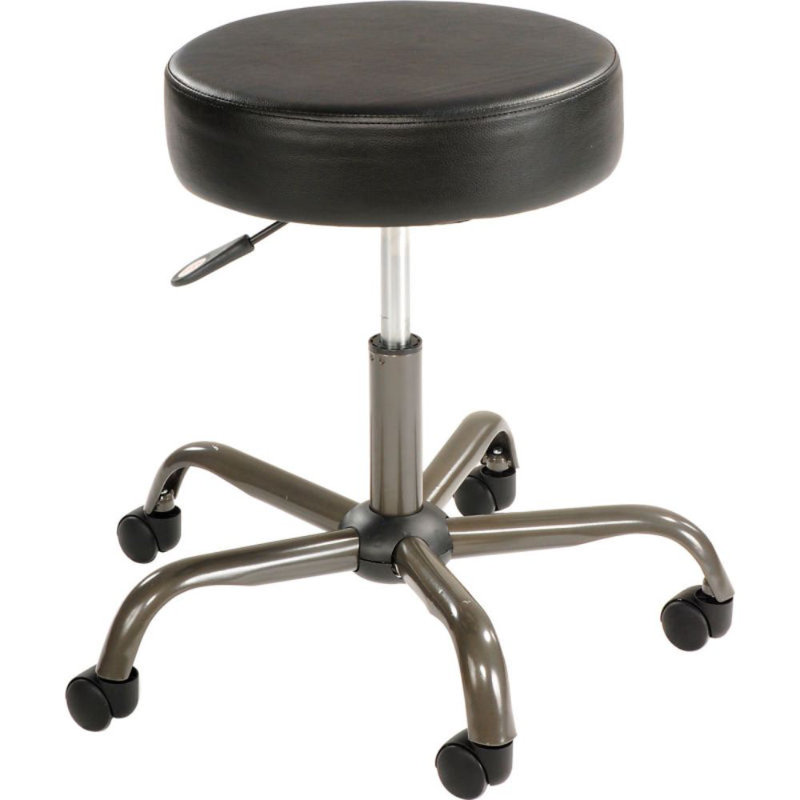 Tabouret de laboratoire à hauteur ajustable avec roue de duel, Noir