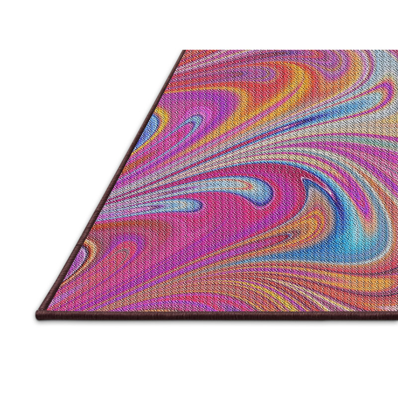 Abstrait rose Tapis décoratif, Rectangle 5 pi x 8 pi