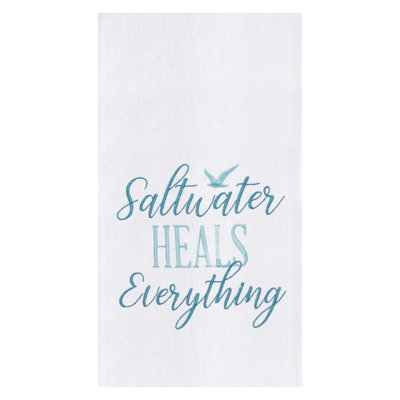 Saltwater Heals Embroidered Cotton Flour Sack Kitchen Towel Dishtowel