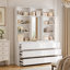 63" W Bedroom Wardrobe Organizer with Built-in Mirror, 9 Drawers & 7 Open Shelves