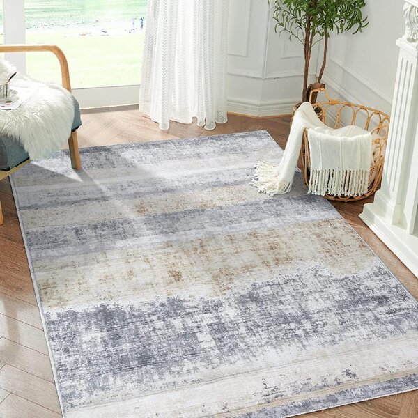  Calore Modern Abstract Area Rug Soft Distressed Rugs Non Slip  Indoor Carpet Print Floor Cover for Living Room Bedroom Dining Room  (Abstract/Grey, 6.5'x8.2') : Home & Kitchen
