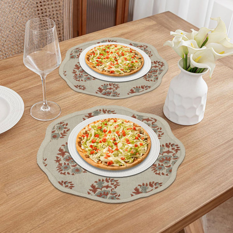 Fabdivine 15"Elegance Scalloped Placemats - Anarkali