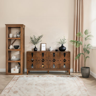 Buffet 60,5 po Mid-Century avec 4 portes et tablettes réglables