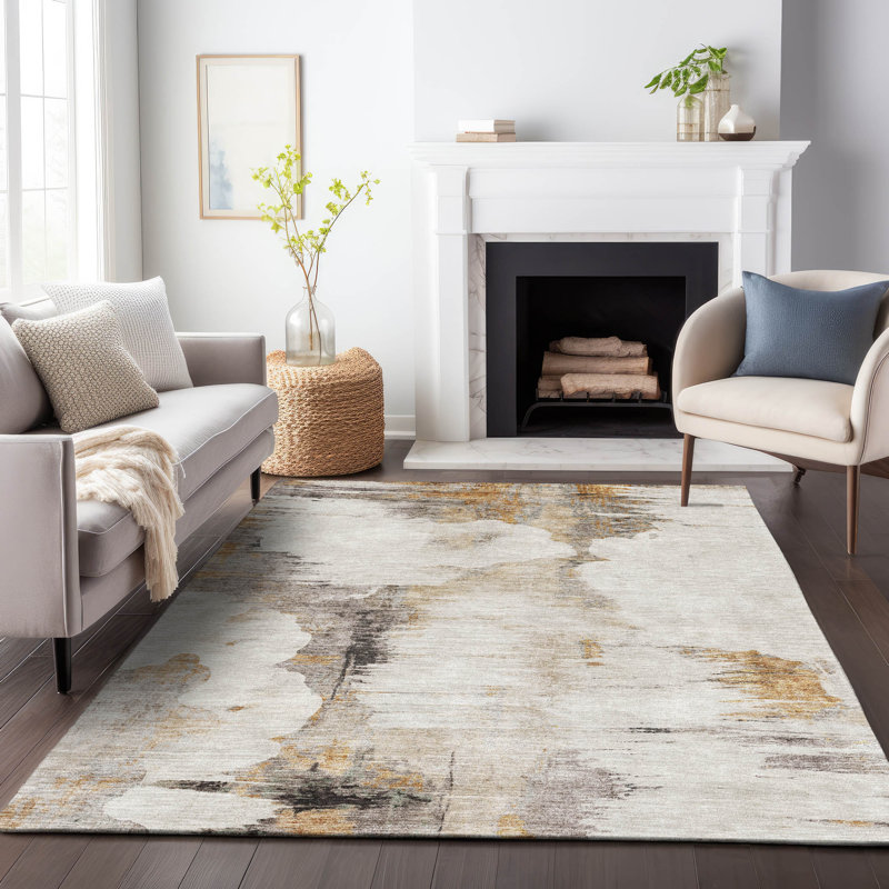 Premium Machine Washable Prisco Beige Rug, Rectangle 10' x 14'