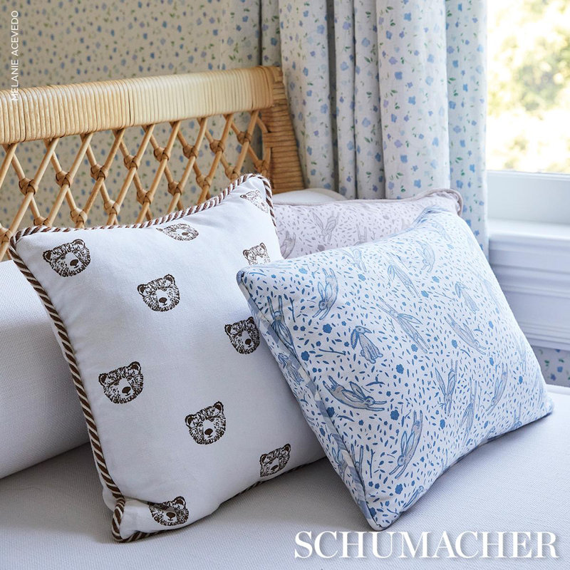 Schumacher x Marie-Chantal Bear Print Pillow, Ivory, 16" H x 16" W
