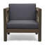 Fauteuil club en bois avec revêtement en coussins de siège gris et respirant-117803358-117803357