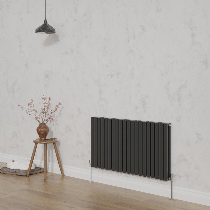 Shirly Horizontal Oval Panel Radiators, Anthracite, 60cm H x 118cm W, 2