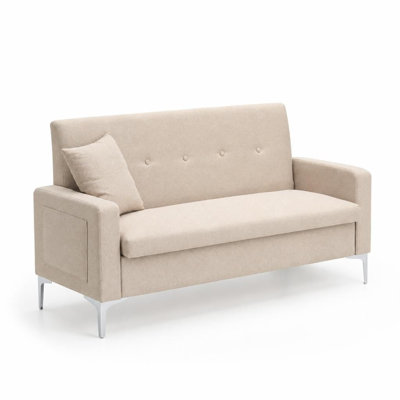 Canapé deux places avec rangement intégré, canapé rembourré élégant et pratique avec coussins en mousse confortables, structure robuste avec pieds en métal, housse de coussin amovible, tissu doux et agréable au toucher