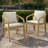 Itzabelle All Weather Acacia Wood Outdoor Dining Chairs with Water-Resistant Cushions and Rattan Rope Backrest
