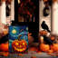 Drapeau d'Halloween citrouille d'Halloween Van Gogh - drapeau de nuit étoilé pour décorations d'automne et de ferme