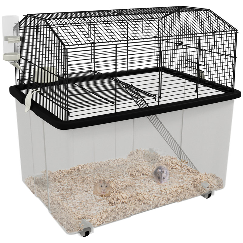 Hamster Cage Two-Tier Gerbil Cage with Deep Bottom Ramp Food Dish