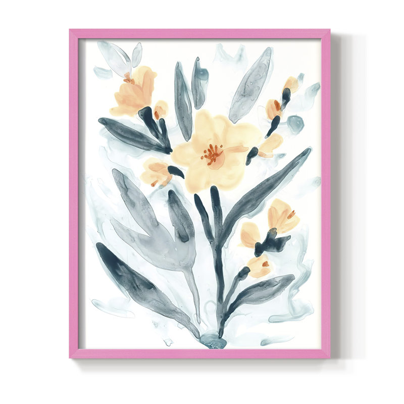 "Bouquet indigo et rosé II", Rose, H 11 po x l 9 po