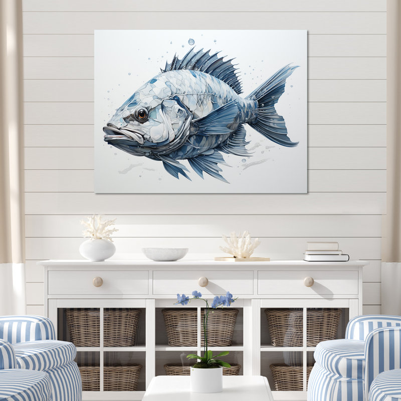 «Fish In The Deep Blue I» sur toile, H 16 po x l 32 po x P 1 po, Toile tendue