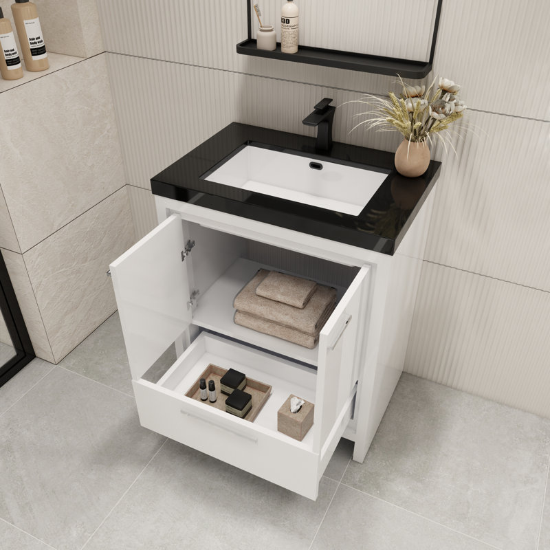 Enochville 30" Single Bathroom Vanity Set, High Gloss White