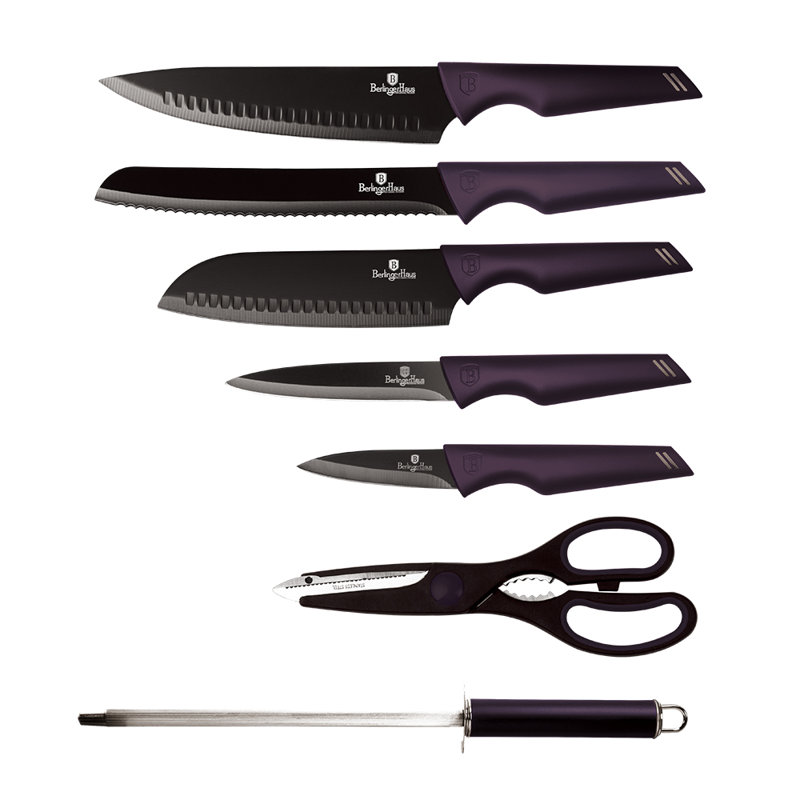 Ensemble de couteaux de cuisine 8 pièces avec bloc Berlinger Haus, Mauve