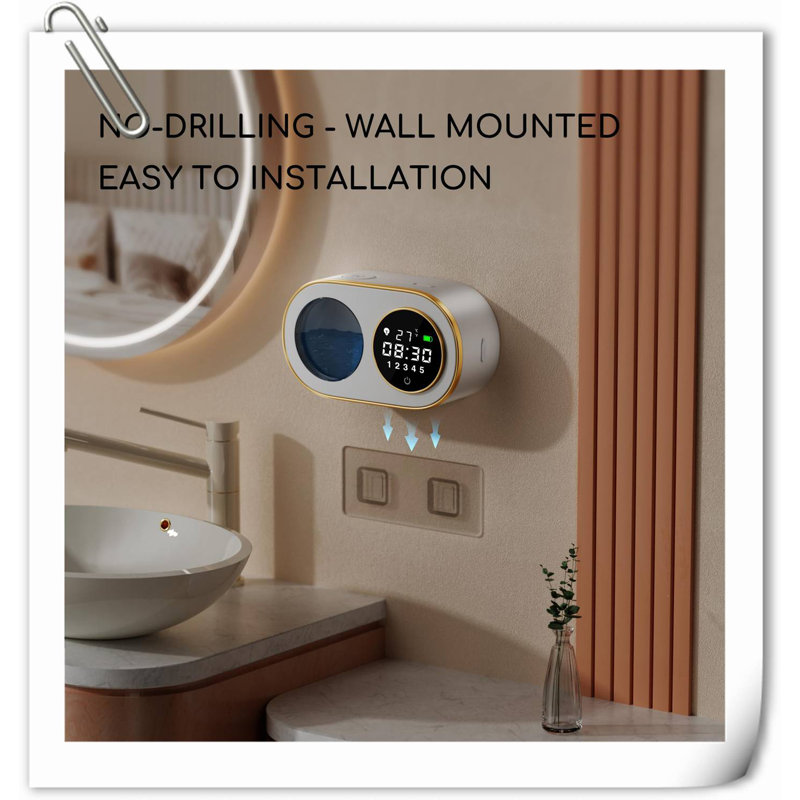 Automatic Soap Dispenser Touchless HD LED Time Display Foaming Soap Dispenser Wall Mount Rechargeable Auto Smart Hand Soap Dispenser For Bathroom Kitchen