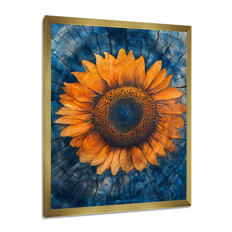 Dorothée - art mural floral, H 40 po x l 30 po, Reproduction encadrée d'une seule photo, Doré