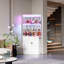 Corner Display Cabinet with Human Body Sensor RGB Lights, Wine Cabinet Liquor Stand with Glass Holder-1295460985