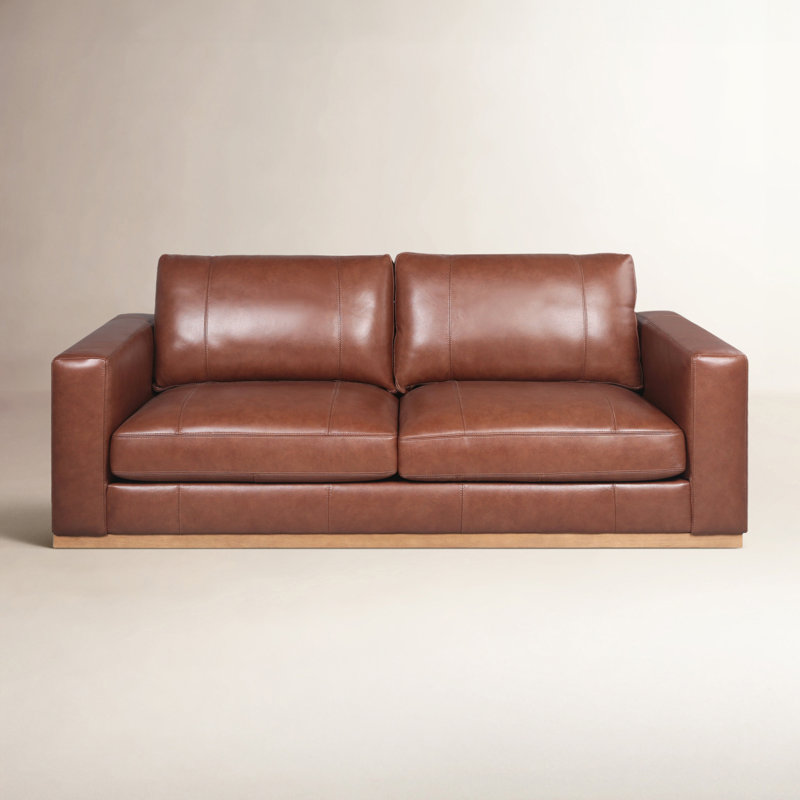 Upholstered 84'' Sofa, Sidekick Cobble Stone Genuine Leather