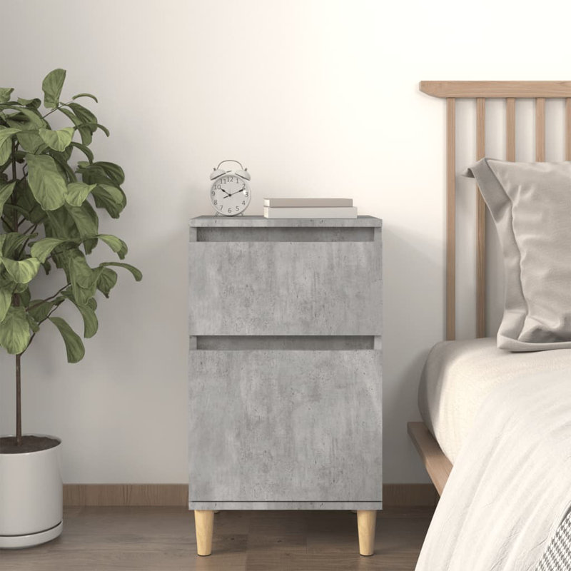Giesen 40cm W Bedside Table, Concrete Grey, Individual